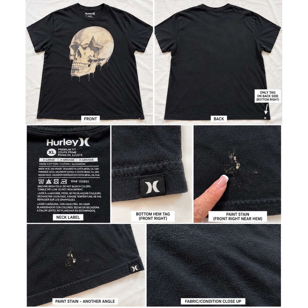 Hurley x Ron English Space Skull Graphic T Shirt Mens XL Artist Collab **FLAW**